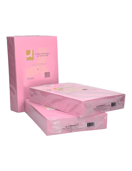 Papel color q-connect din a3 80 gr rosa paquete de 500 hojas