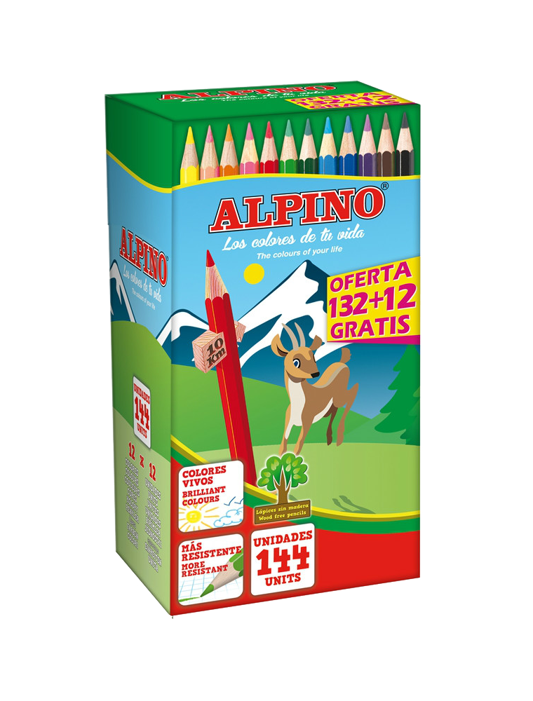Lapices de colores alpino school pack de 132  12 unidades obsequio colores surtidos