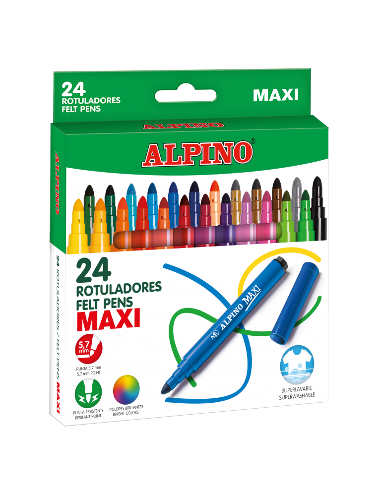 Rotulador alpino maxi caja de 24 colores surtidos
