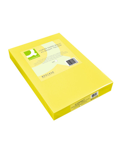 Papel color q-connect din a3 80gr amarillo neon paquete de 500 hojas