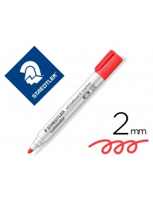 Rotulador staedtler lumocolor 351 para pizarra blanca punta redonda 2 mm recargable color rojo.