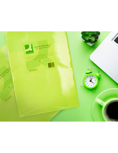 Papel color q-connect din a3 80gr verde neon paquete de 500 hojas