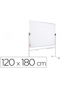 Pizarra blanca rocada acero vitrificado magnetico marco aluminio doble cara volteable 120x180 cm