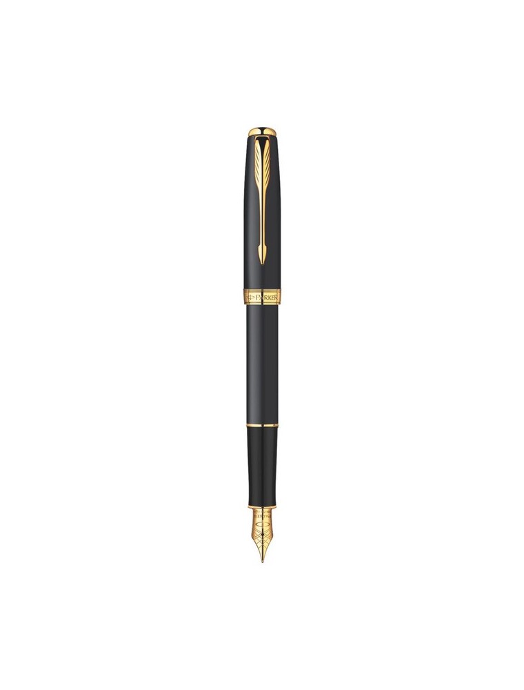 Pluma estilográfica parker sonnet laca brillante negra con detalles en oro