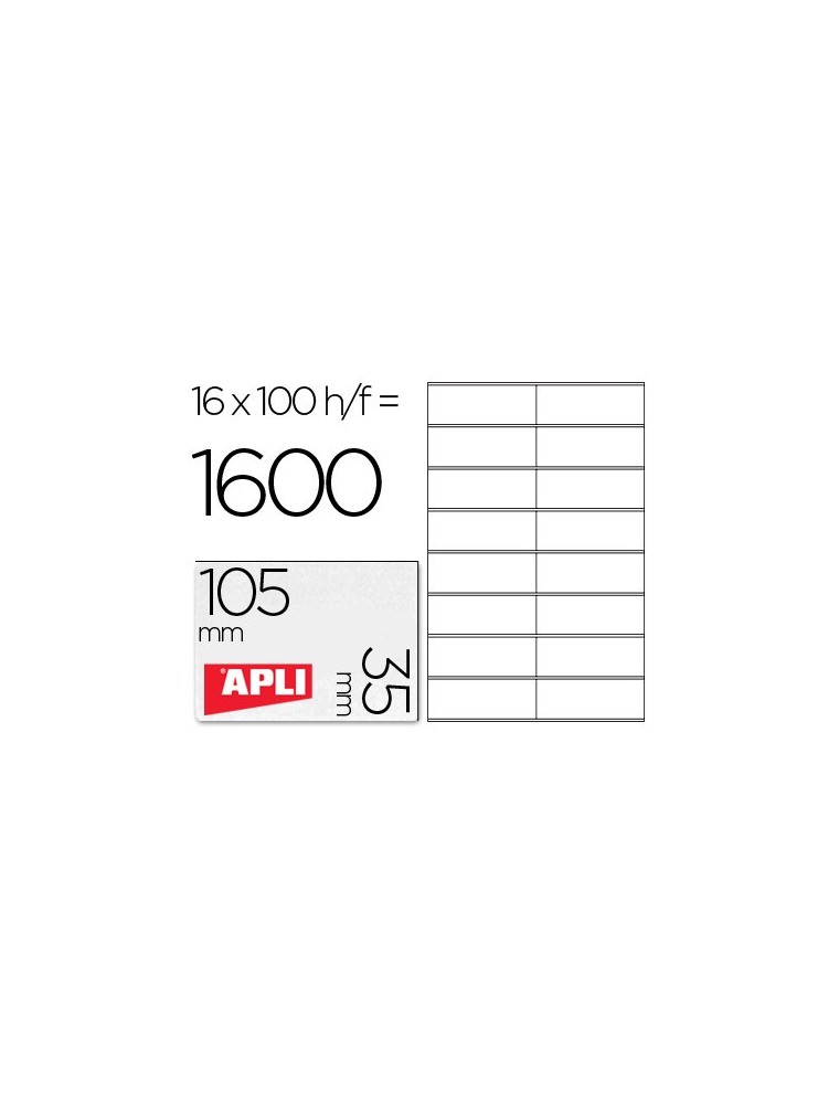 Etiqueta adhesiva apli 1287 tamaño 105x35 mm fotocopiadora laser ink-jet caja con 100 hojas din a4