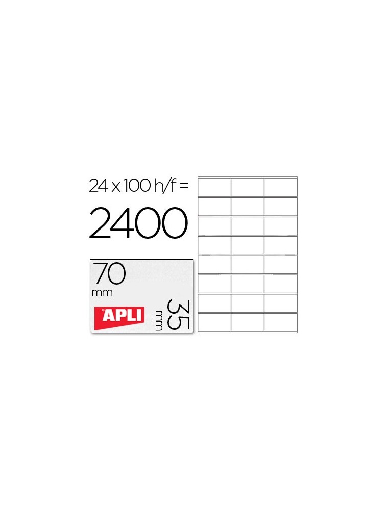 Etiqueta adhesiva apli 1272 tamaño 70x35 mm fotocopiaodra laser ink-jet caja con 100 hojas din a4