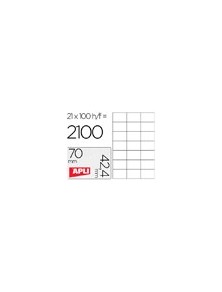 Etiqueta adhesiva apli 1276 tamaño 70x42,4 mm para fotocopiadora laser ink-jet caja con 100 hojas din a4