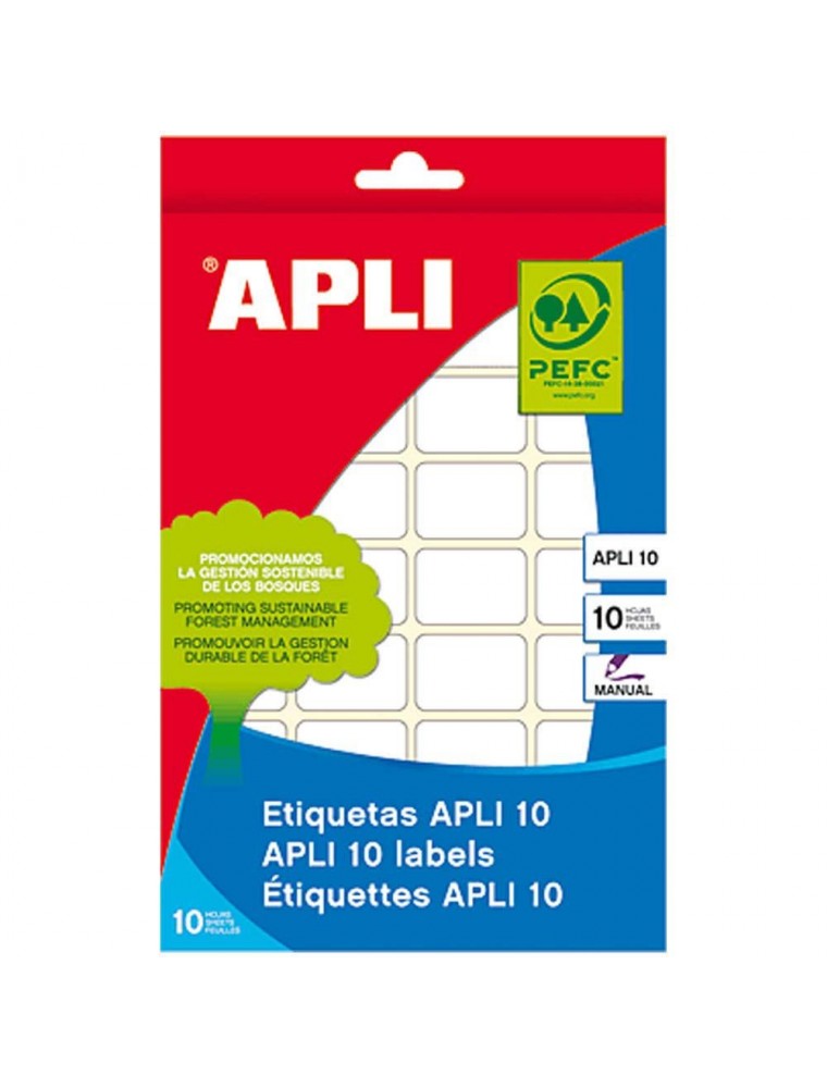 APLI ESTUCHE 10 HOJAS ETIQUETAS BLANCAS 13X50MM RE