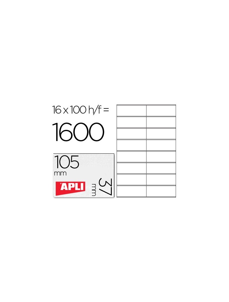 Etiqueta adhesiva apli 1274 tamaño 105x37 mm fotocopiadora laser ink-jet caja con 100 hojas din a4