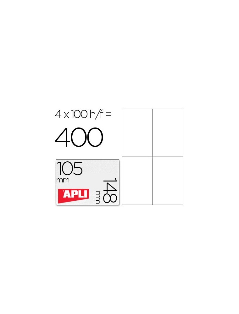 Etiqueta adhesiva apli 1280 tamaño 105x148 mm para fotocopiadora laser ink-jet caja con 100 hojas din a4