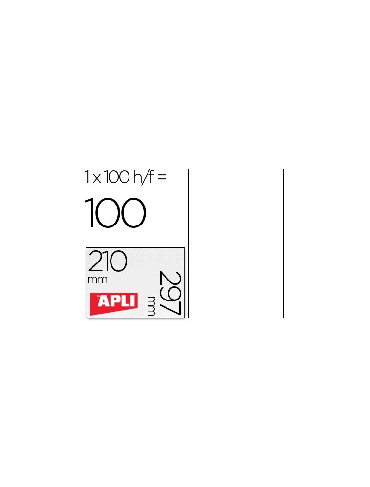 Etiqueta adhesiva apli 1281 tamaño 210x297 mm fotocopiadora laser ink-jet caja con 100 hojas din a4