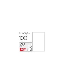 Etiqueta adhesiva apli 1281 tamaño 210x297 mm fotocopiadora laser ink-jet caja con 100 hojas din a4