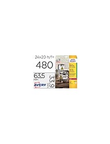 Etiqueta adhesiva resistente avery poliester blanco 3,9 mm 63,5x33,9 mm laser pack de 480unidades