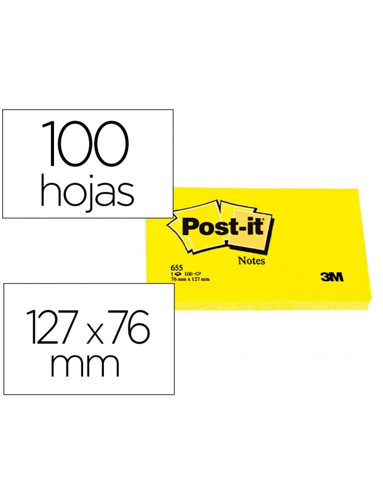 Bloc de notes adhesives posar i treure 76X127 mm amb 100 fulls 655