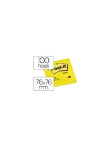 Bloc de notas adhesivas quita y pon post-it 76x76 mm amarillo neon con 100 hojas