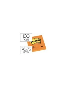 Bloc de notas adhesivas quita y pon post-it 76x76 mm naranjaneon con 100 hojas