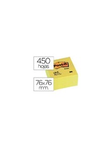 Bloc de notas adhesivas quita y pon post-it 76x76x45 mm cubo colores amarillo 450 hojas