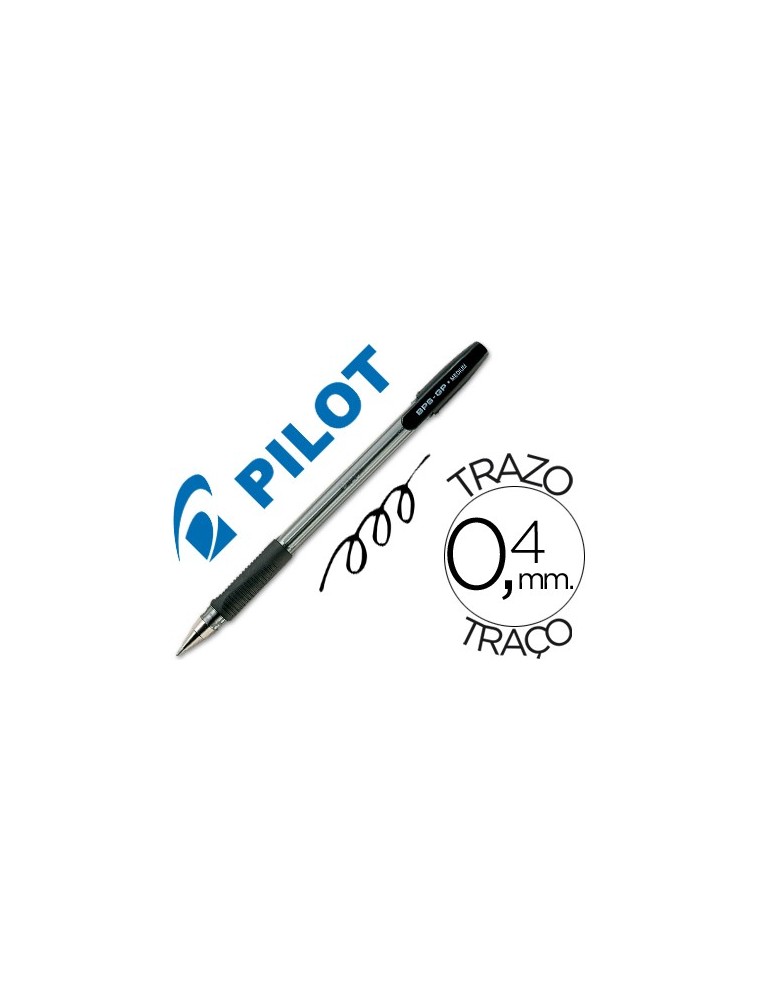 Boligrafo pilot bps-gp negro sujecion de caucho tinta base de aceite con capuchon