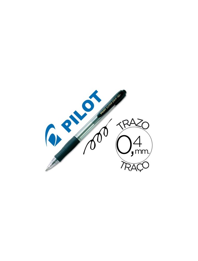 Boligrafo pilot super grip negro retractil sujecion de caucho tinta base de aceite