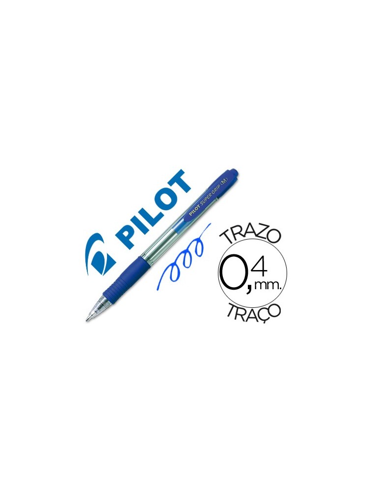 Boligrafo pilot super grip azul retractil sujecion de caucho tinta base de aceite