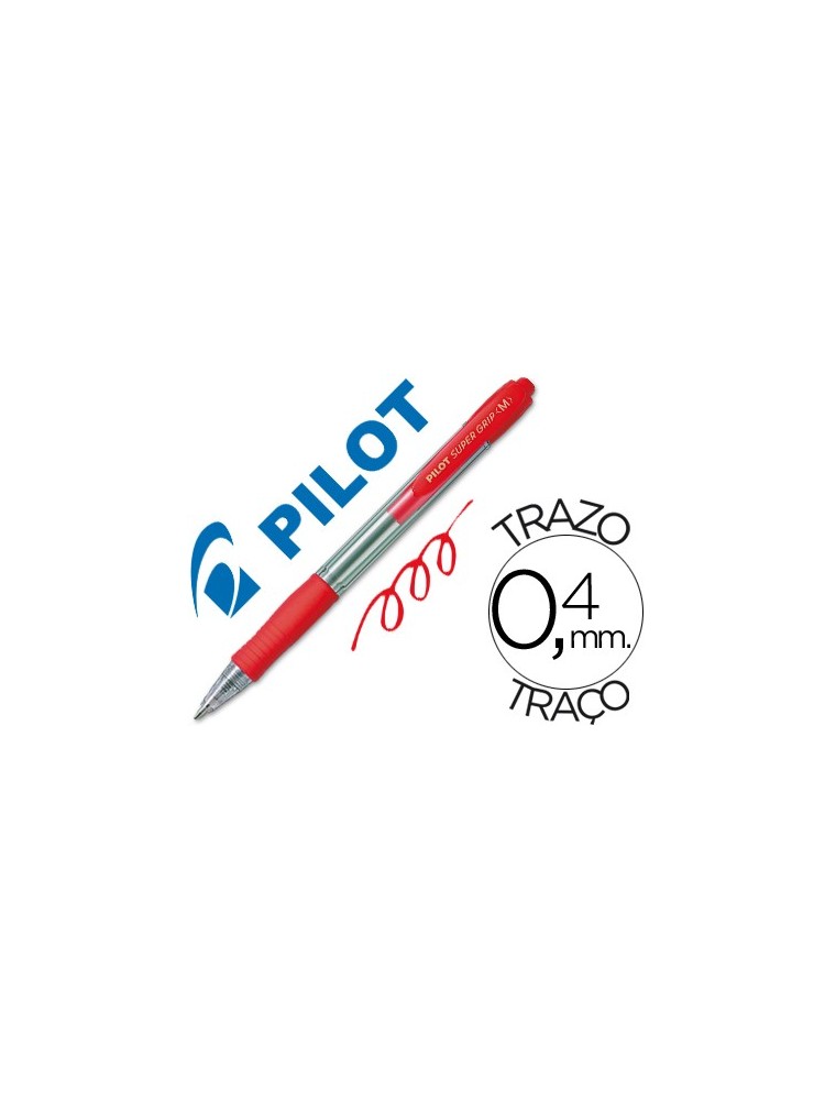 Boligrafo pilot super grip rojo retractil sujecion de caucho tinta base de aceite