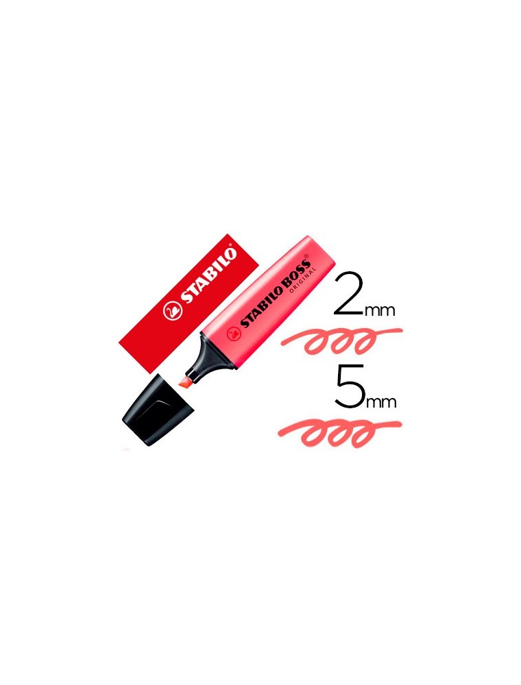 Rotulador stabilo boss fluorescente 70 rojo