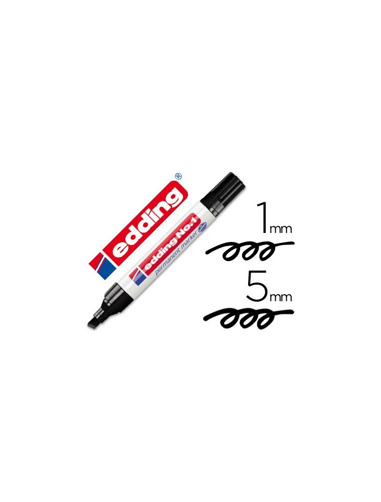 Rotulador edding marcador permanente 1 negro punta biselada 5 mm