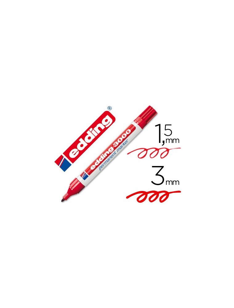 Rotulador edding marcador permanente 3000 rojo punta redonda 1,5-3 mm recargable