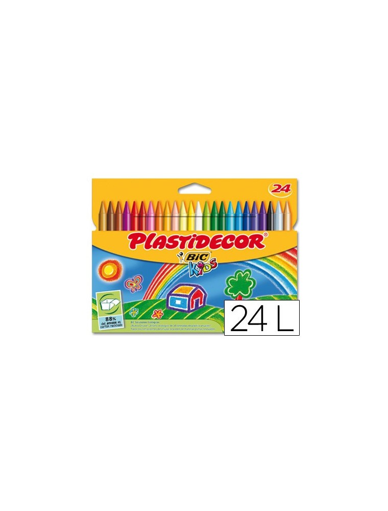 Lapices cera plastidecor caja de 24 colores surtidos