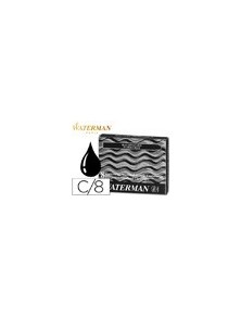 Tinta estilografica waterman negra caja de 8 cartuchos standard largos