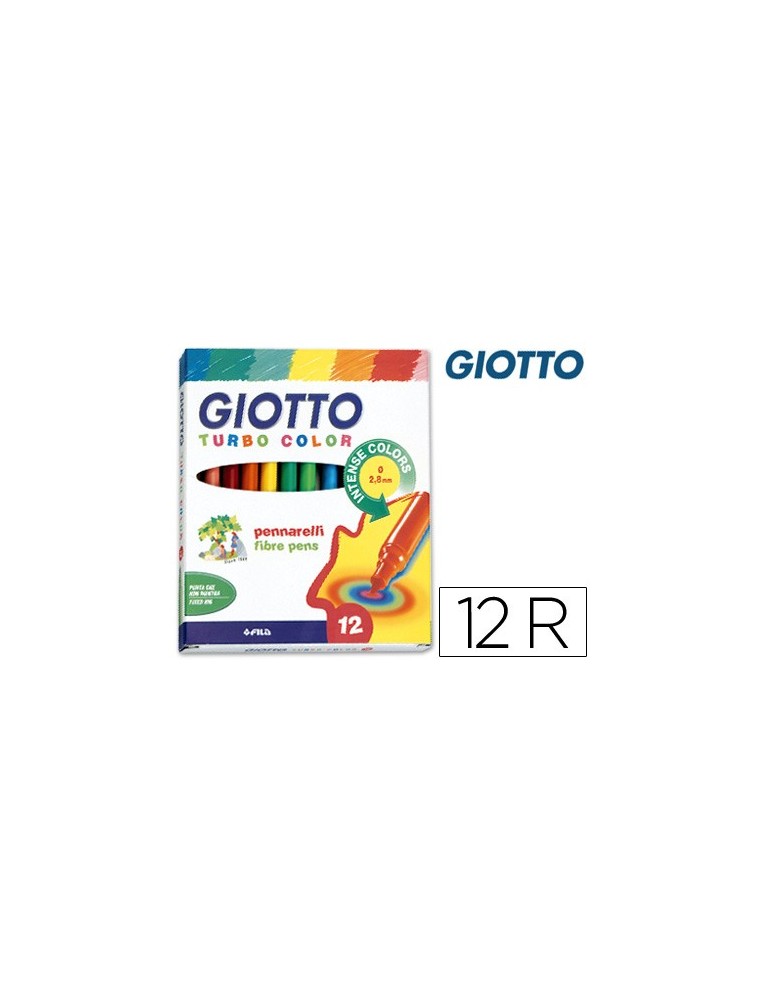 Rotulador giotto turbo color caja de 12 colores lavables con punta bloqueada