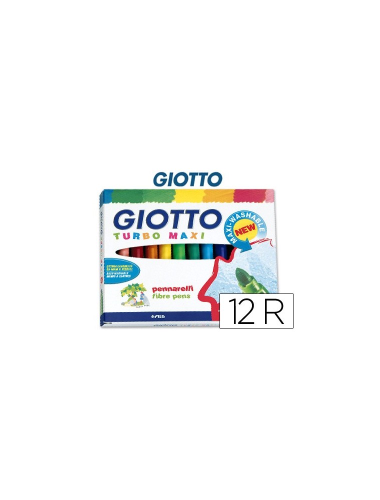 Rotulador giotto turbo maxi caja de 12 colores lavables con punta bloqueada