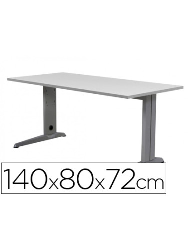 Mesa de oficina rocada metal 2001ac02 aluminio /gris 140x80 cm