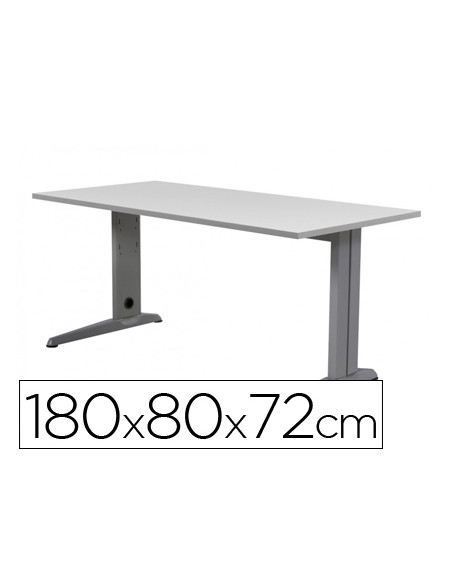 Mesa de oficina rocada metal 2003ac02 aluminio /gris 180x80 cm