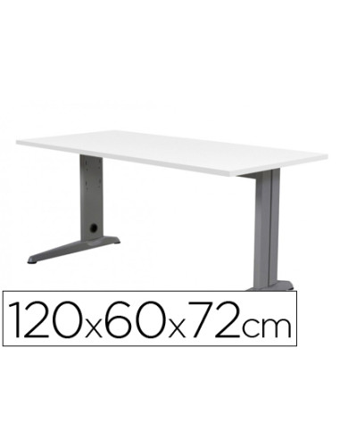 Mesa de oficina rocada metal 2000ac04 aluminio /blanco 120x60 cm