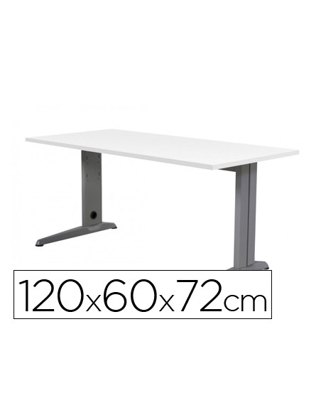 Mesa de oficina rocada metal 2000ac04 aluminio /blanco 120x60 cm