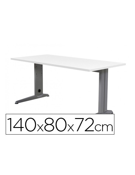 Mesa de oficina rocada metal 2001ac04 aluminio /blanco 140x80 cm