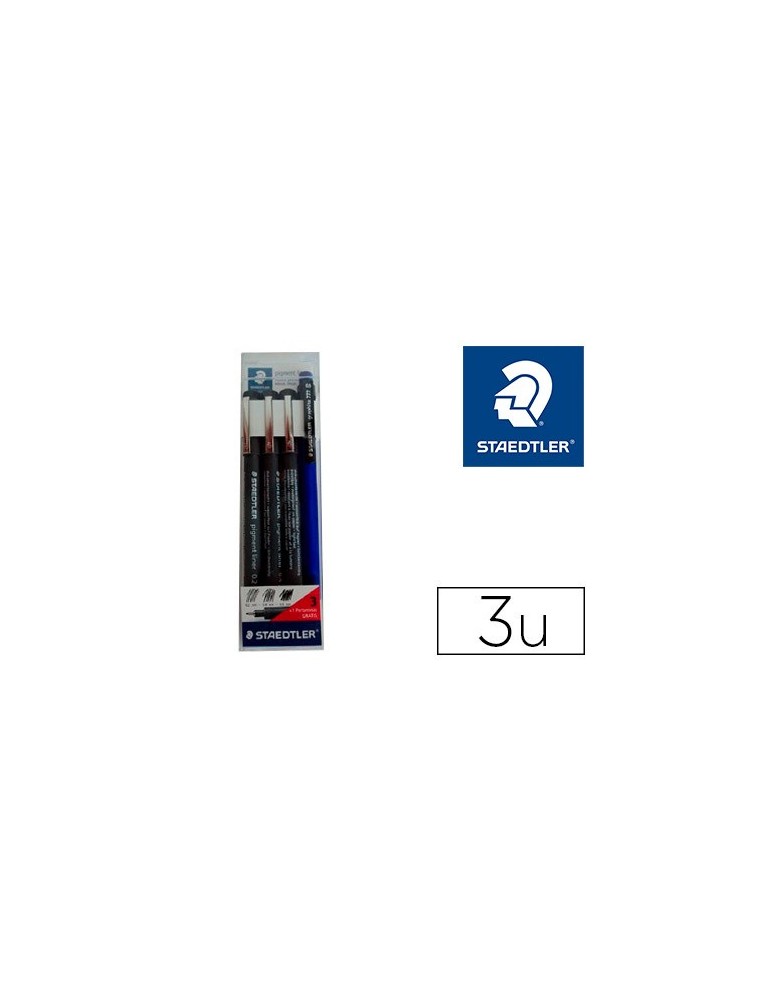 Rotulador staedtler calibrado micrometrico negro bolsa de 3 unidades 0,2 -0,4- 0,8 mm  portaminas 777 regalo