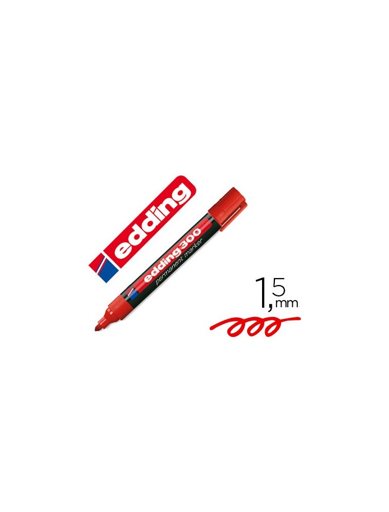 Rotulador edding marcador permanente 300 rojo punta redonda 1,5-3 mm recargable