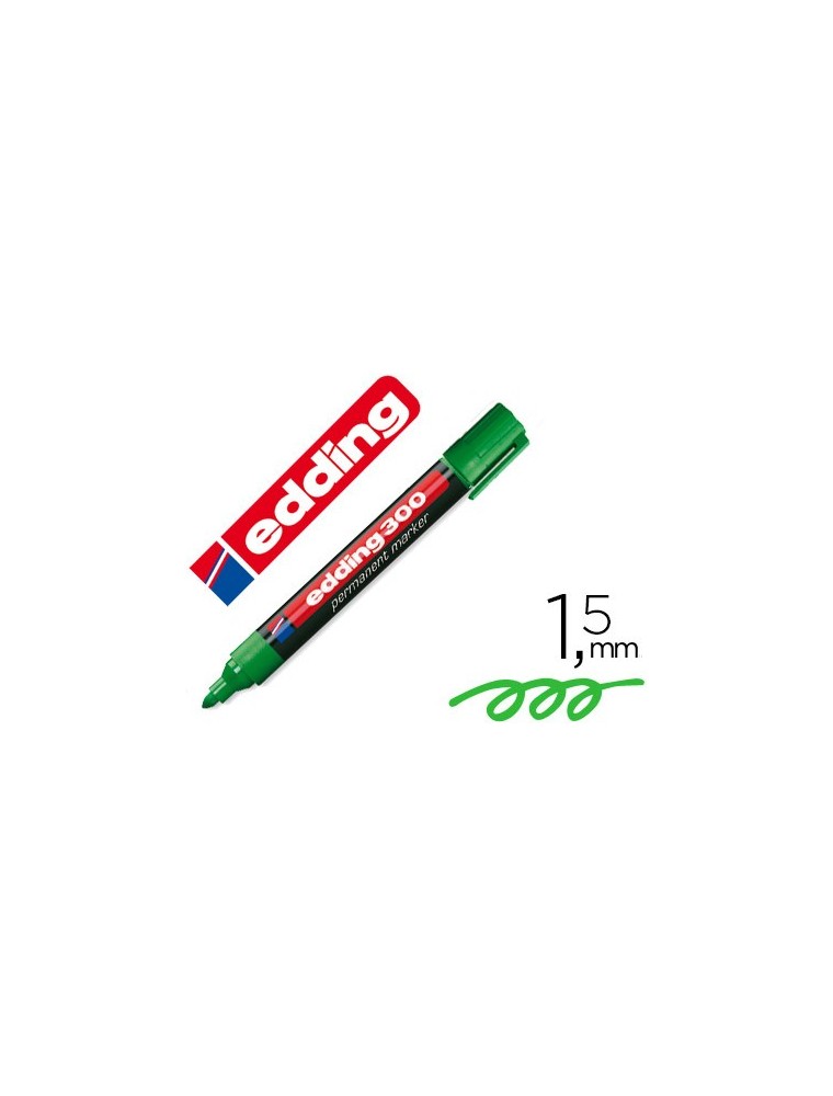 Rotulador edding marcador permanente 300 verde punta redonda 1,5-3 mm recargable