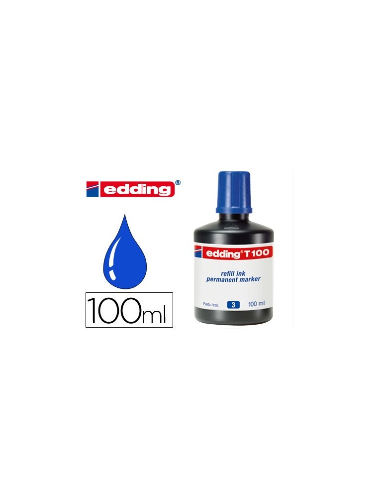 Tinta rotulador edding t-100 azul frasco de 100 ml