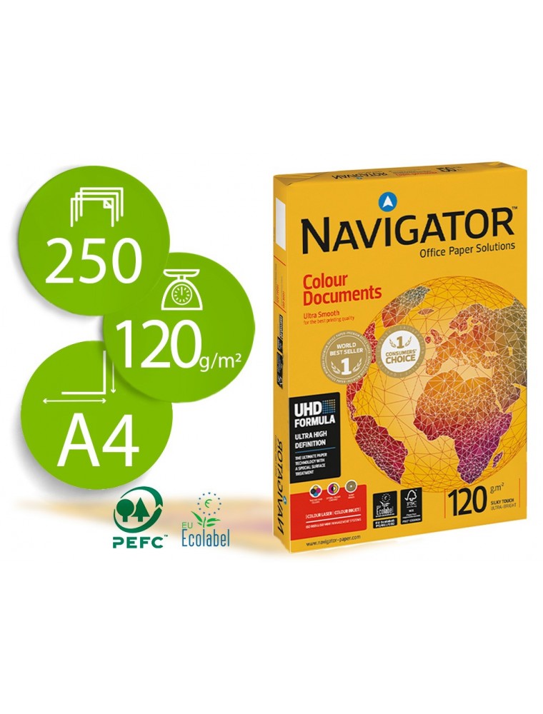 Papel fotocopiadora navigator din a4 120 gramos paquete de 250 hojas