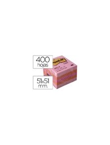 Bloc de notas adhesivas quita y pon post-it 51x51 mm minicubo color rosa 2051-p 400 hojas