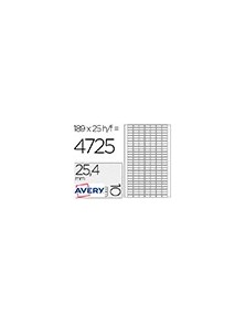 Etiqueta adhesiva avery tamaño 25,4x10 mm removible paquete de 25 hojas especial codigos de barras