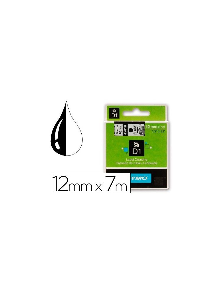 Cinta dymo negro transparente 12mm x7 mt d1