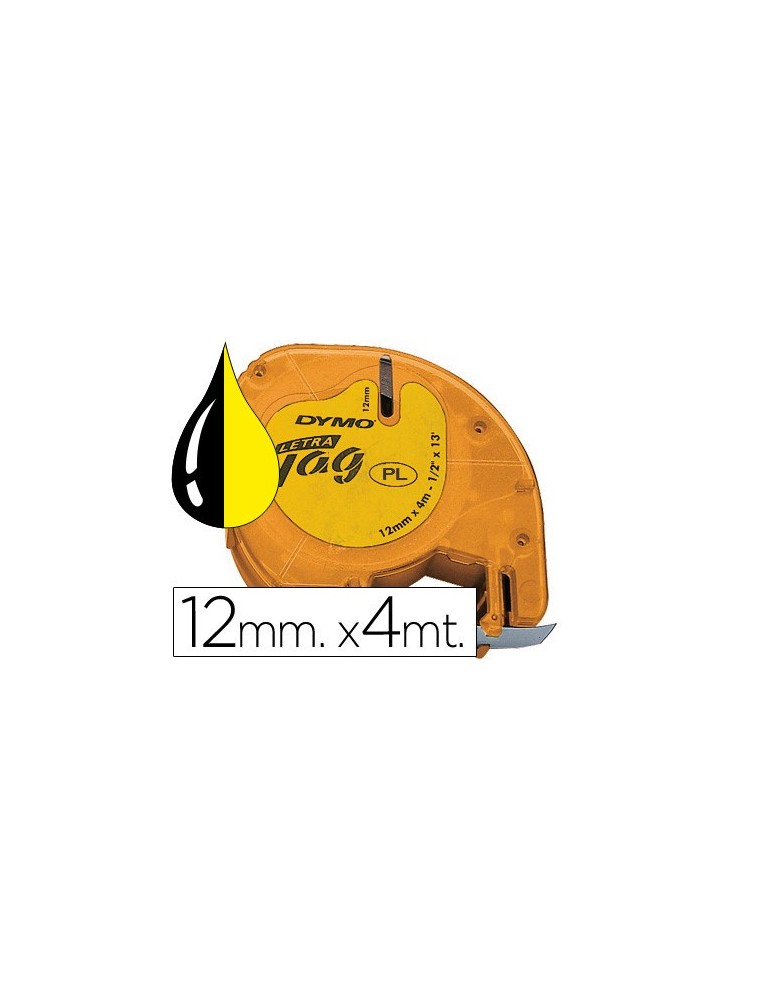 Cinta dymo 12mmx4mt -negroamarillo para maquina letratag