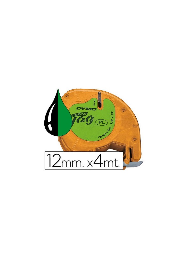 Cinta dymo 12mmx4mt -negroverde acido para maquina letratag