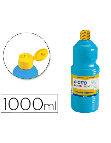 GIOTTO TÉMPERA ESCOLAR LAVABLE AZUL CYAN BOTELLA 1000 ML