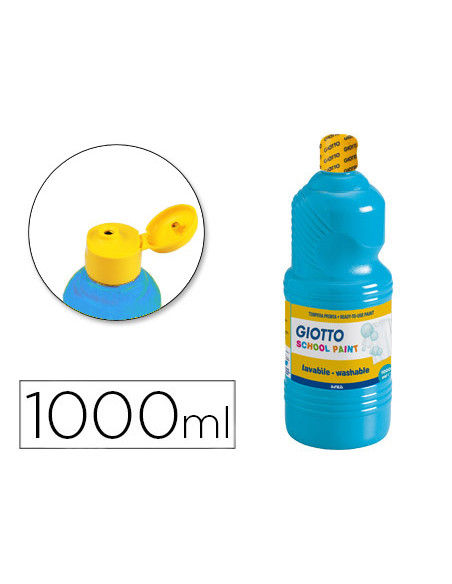 GIOTTO TÉMPERA ESCOLAR LAVABLE AZUL CYAN BOTELLA 1000 ML