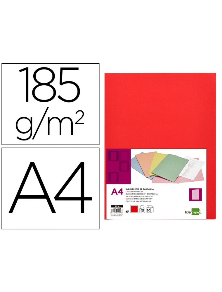 Subcarpeta liderpapel din a4 rojo intenso 180gm2